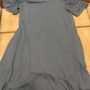 Altar’d state Striped Blue and White cold shoulder Dress